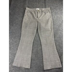 Frame Denim High Rise Crop Mini Boot Cut Jean in Washed Plaid Womens 32